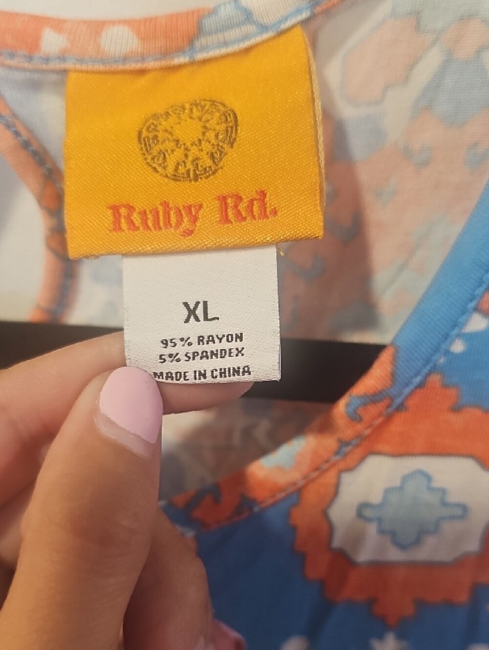 Ruby Rd. Blue Multi-Print Sleeveless Tank - Picture 2 of 3